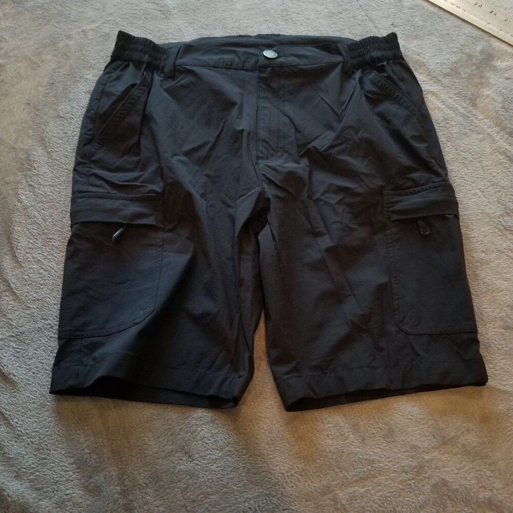 Libin Mens Casual Walking Shorts Stretch Waist Cargo Pocket Medium Black